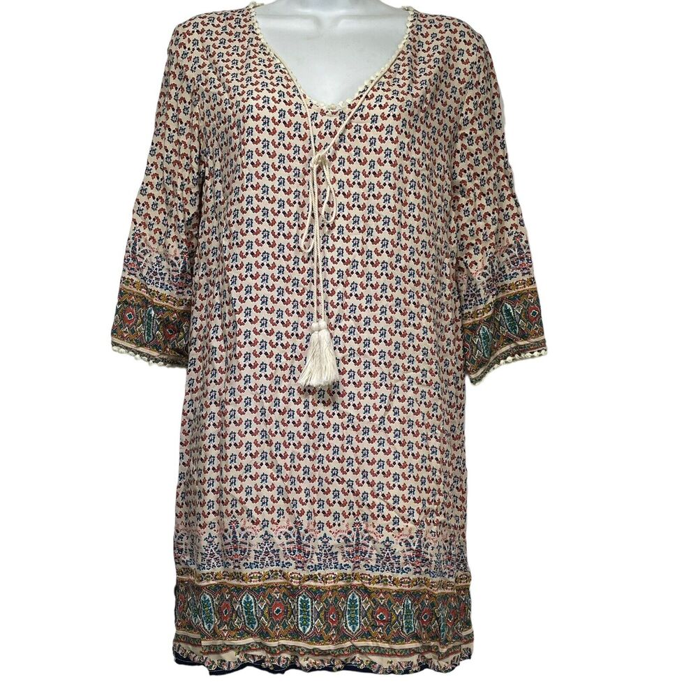 version feminin boho floral tassel long sleeve top Size S